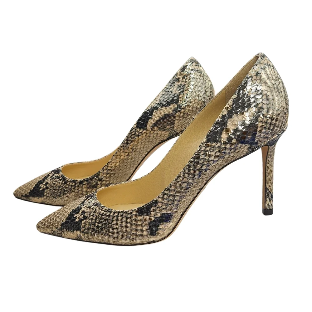 ❤️SPECIAL❤️NWT.JIMMY CHOO Romy 85 In Metallic Snakeprint Leather - Picture 9 of 13
